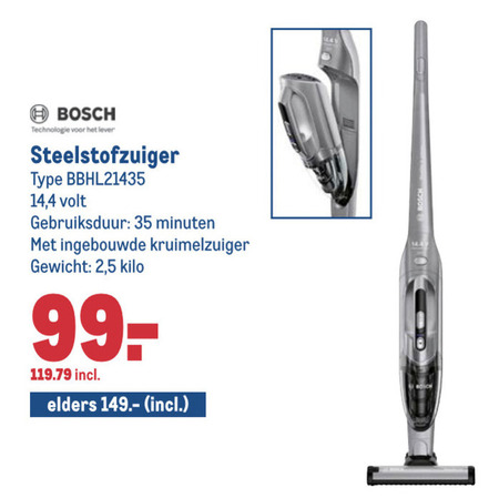 Bosch   steelstofzuiger folder aanbieding bij  Makro - details