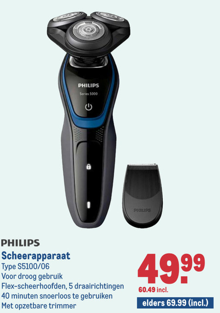 Philips   elektrisch scheerapparaat folder aanbieding bij  Makro - details