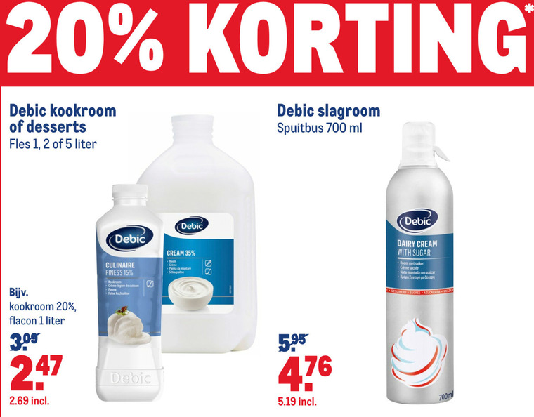 Debic   kookroom, slagroom folder aanbieding bij  Makro - details