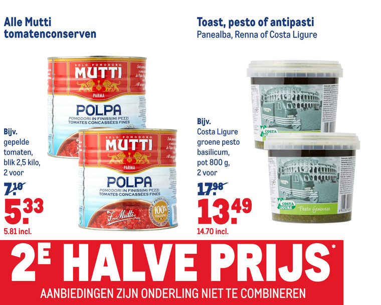 Mutti   tomatenpuree, tomatenblokjes folder aanbieding bij  Makro - details