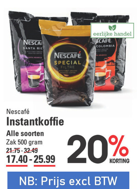 Nescafe   oploskoffie folder aanbieding bij  Sligro - details