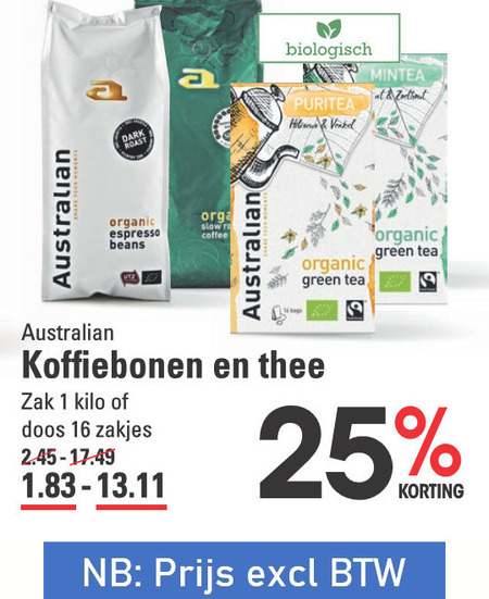 Australian   thee, koffiebonen folder aanbieding bij  Sligro - details