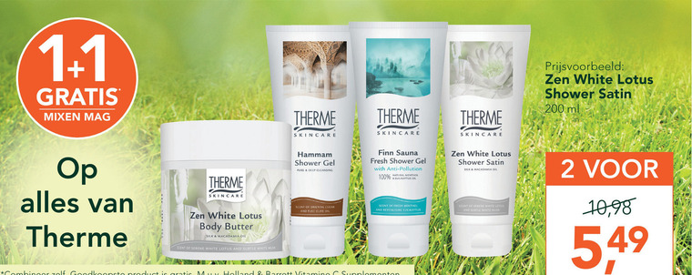 Therme   huidverzorging, douchegel folder aanbieding bij  Holland & Barrett - details