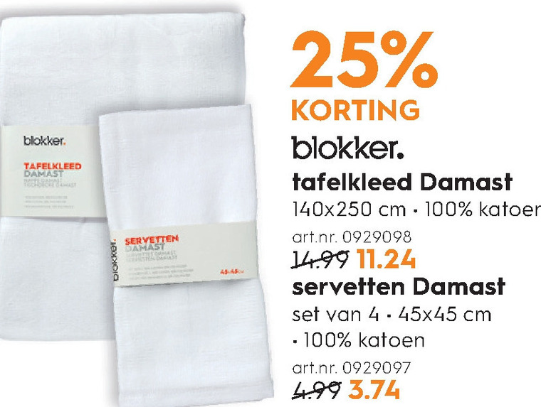tafelkleed, servetten folder aanbieding bij Blokker details