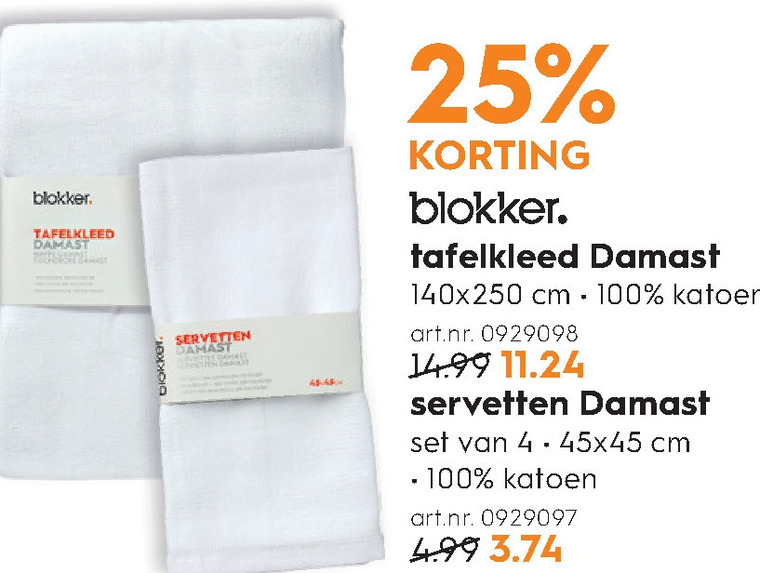 Boos Aannemelijk ik zal sterk zijn Blokker Huismerk tafelkleed, servetten folder aanbieding bij Blokker -  details