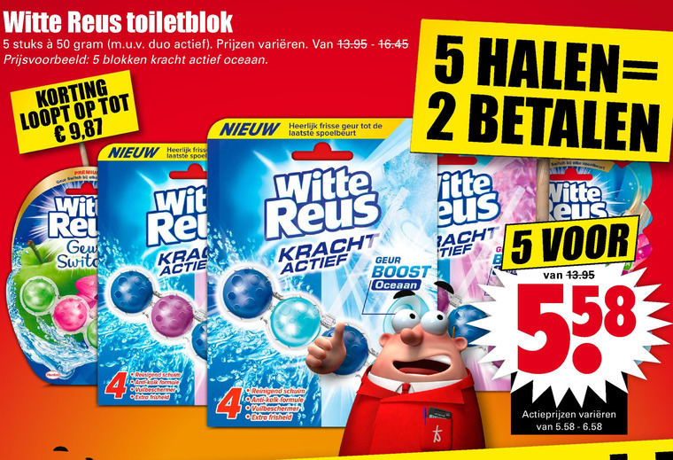 Witte Reus   toiletblok folder aanbieding bij  Dirk - details