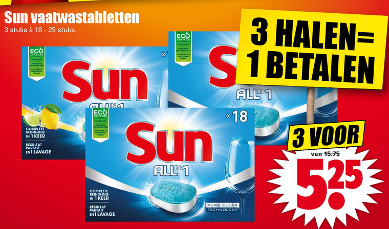 Sun   vaatwasmiddel folder aanbieding bij  Dirk - details