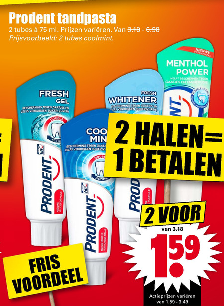 Prodent   tandpasta folder aanbieding bij  Dirk - details