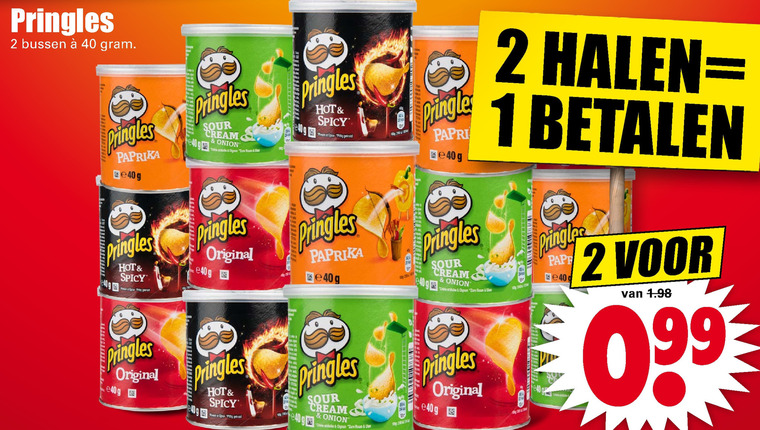 Pringles   chips folder aanbieding bij  Dirk - details