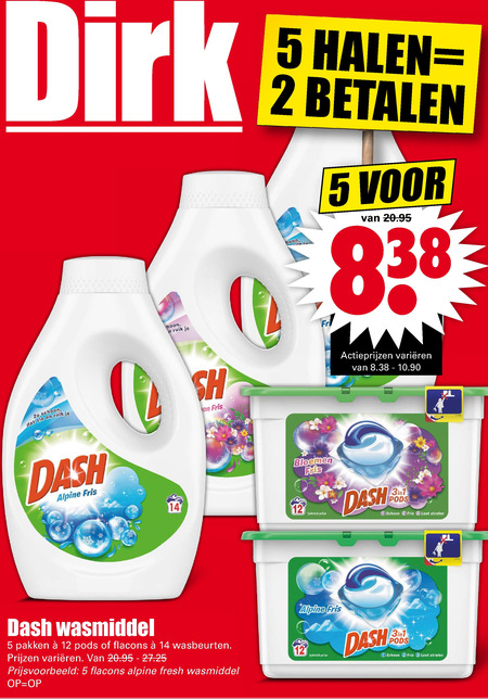 Dash   wasmiddel folder aanbieding bij  Dirk - details