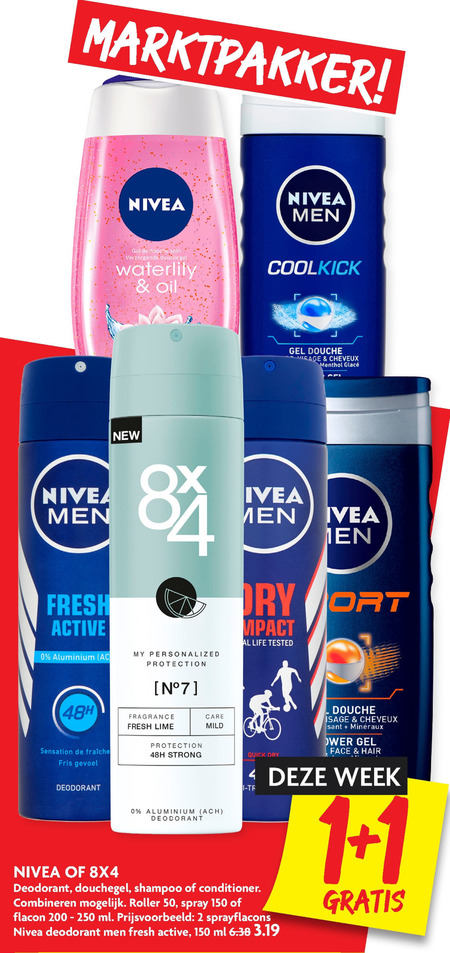 Nivea   douchegel, deodorant folder aanbieding bij  Dekamarkt - details