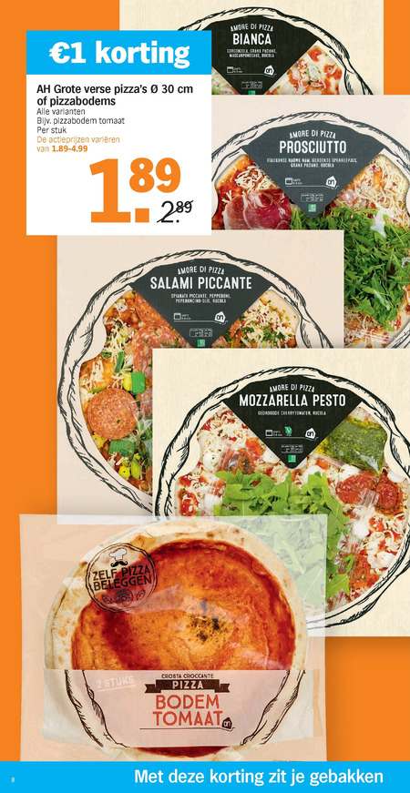 Albert Heijn Huismerk   verse pizza folder aanbieding bij  Albert Heijn - details