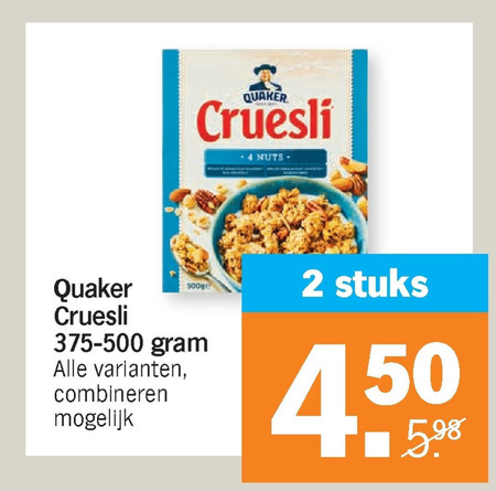 Quaker   cruesli folder aanbieding bij  Albert Heijn - details