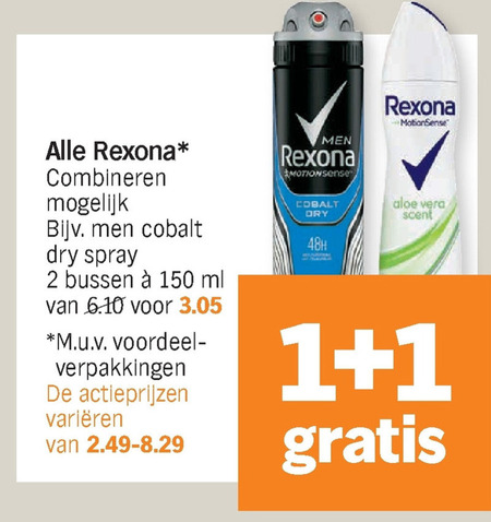 Rexona   deodorant folder aanbieding bij  Albert Heijn - details