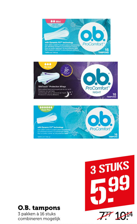 O.B.   tampons folder aanbieding bij  Coop - details