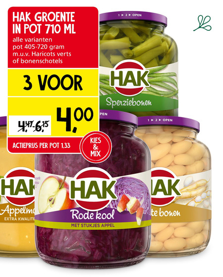 Hak   bonen, appelmoes folder aanbieding bij  Jan Linders - details