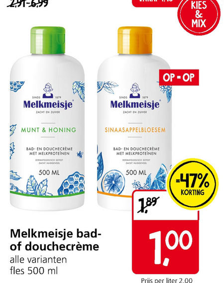 Melkmeisje   douchegel folder aanbieding bij  Jan Linders - details