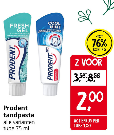 Prodent   tandpasta folder aanbieding bij  Jan Linders - details