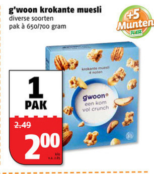 Gwoon   muesli folder aanbieding bij  Poiesz - details