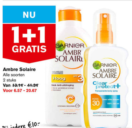 Ambre Solaire   zonnebrandolie folder aanbieding bij  Hoogvliet - details