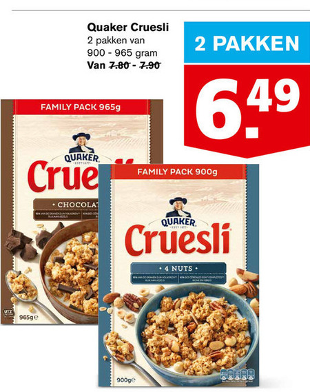 Quaker   cruesli folder aanbieding bij  Hoogvliet - details