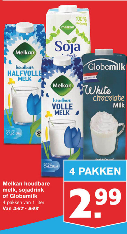 Globemilk   soja melk, chocolademelk folder aanbieding bij  Hoogvliet - details