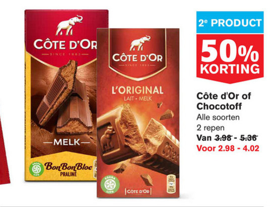 Cote D Or   chocolade folder aanbieding bij  Hoogvliet - details