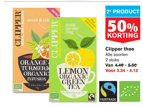 Clipper   thee folder aanbieding bij  Hoogvliet - details