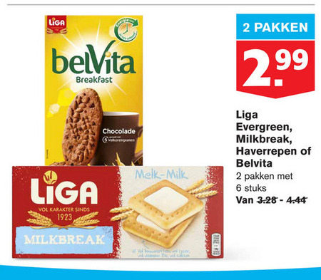 Liga   fruitbiscuit, melkbiscuit folder aanbieding bij  Hoogvliet - details