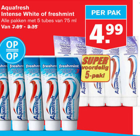 Aquafresh   tandpasta folder aanbieding bij  Hoogvliet - details