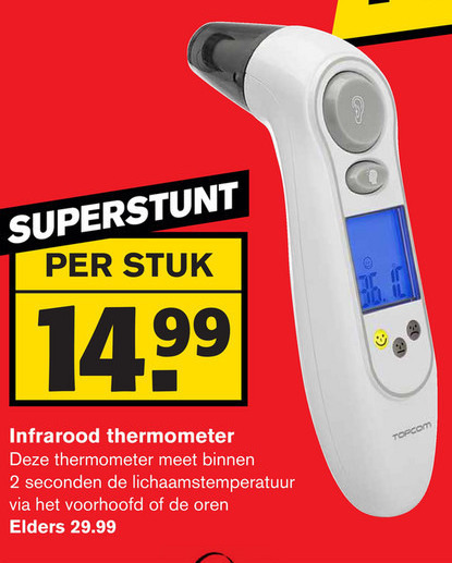 rol infrastructuur botsen oorthermometer, voorhoofdthermometer folder aanbieding bij Hoogvliet -  details