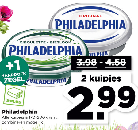 Philadelphia   zuivelspread folder aanbieding bij  Plus - details