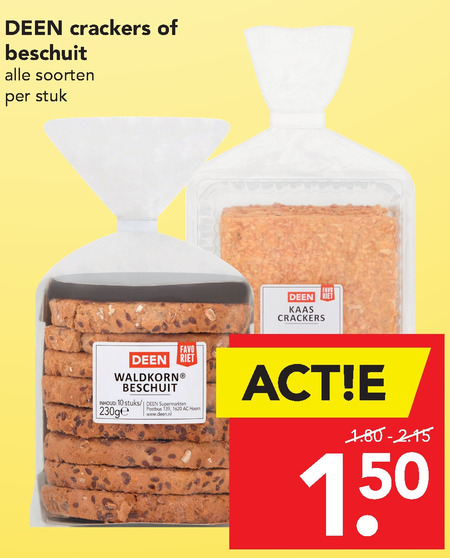 Deen Huismerk   crackers, beschuit folder aanbieding bij  Deen - details