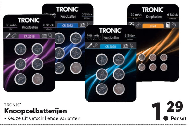 Tronic   knoopcelbatterij folder aanbieding bij  Lidl - details