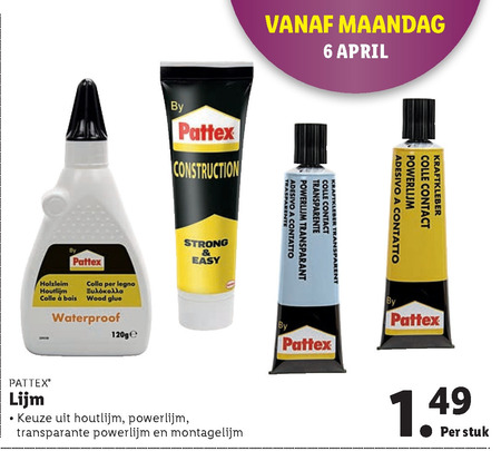 Pattex   houtlijm, lijm folder aanbieding bij  Lidl - details