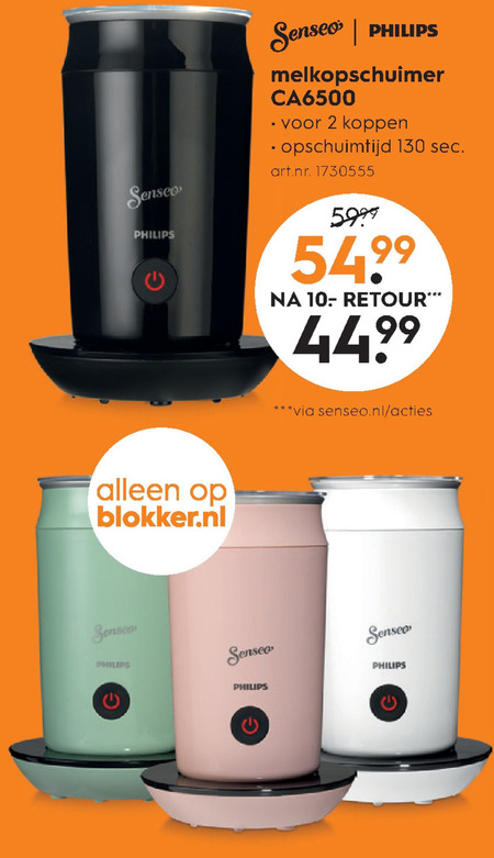 Philips   melkopschuimer folder aanbieding bij  Blokker - details