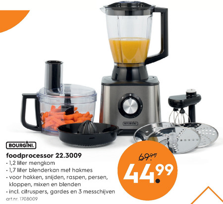 Bourgini   foodprocessor folder aanbieding bij  Blokker - details