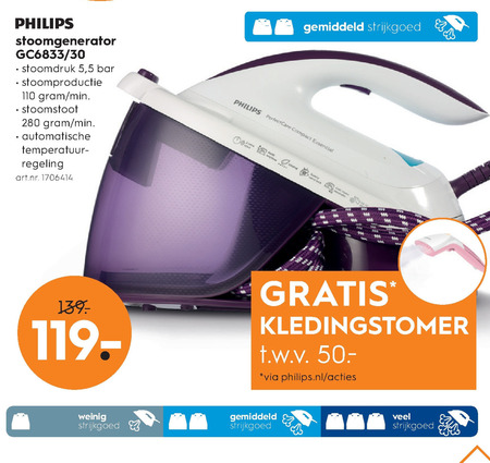 Philips   stoomstrijksysteem folder aanbieding bij  Blokker - details