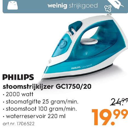 Philips   stoomstrijkijzer folder aanbieding bij  Blokker - details