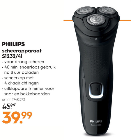 Philips   elektrisch scheerapparaat folder aanbieding bij  Blokker - details