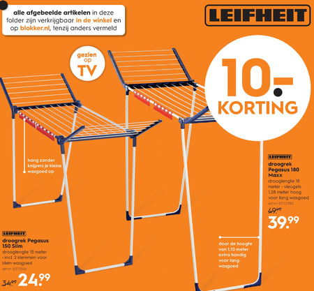 Boek Ontwikkelen Verzakking Leifheit droogrek folder aanbieding bij Blokker - details