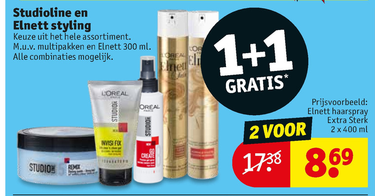 Elnett   hairspray, haargel folder aanbieding bij  Kruidvat - details