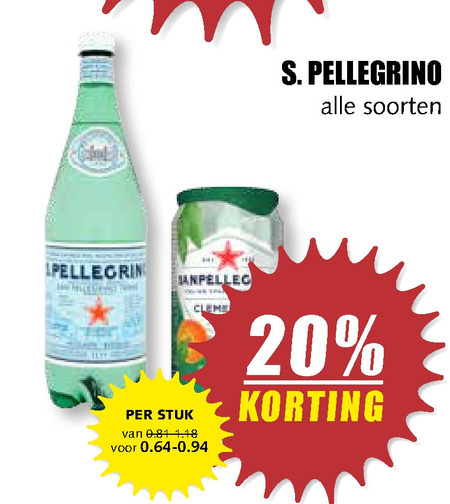 San Pellegrino   fruitdrank, mineraalwater folder aanbieding bij  MCD Supermarkt Basis - details