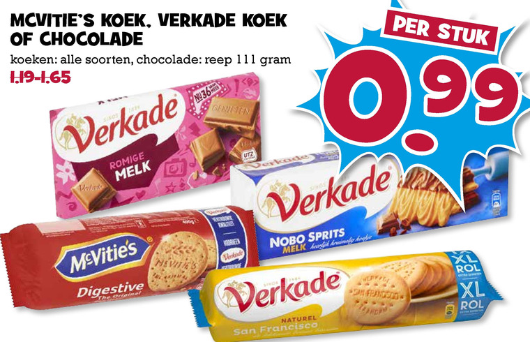 Verkade   biscuits, chocolade folder aanbieding bij  Boons Markt - details