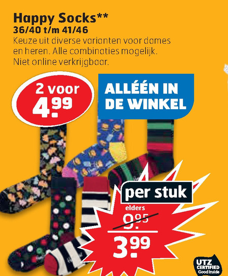 Happy Socks   damessok, herensokken folder aanbieding bij  Trekpleister - details