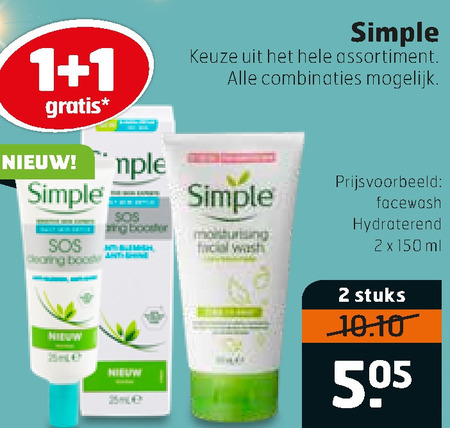 Simple   gezichtsreiniging, nachtcreme folder aanbieding bij  Trekpleister - details