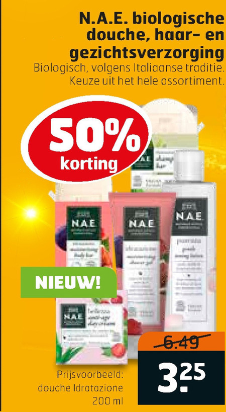 N.A.E.   douchegel, gezichtsverzorging folder aanbieding bij  Trekpleister - details