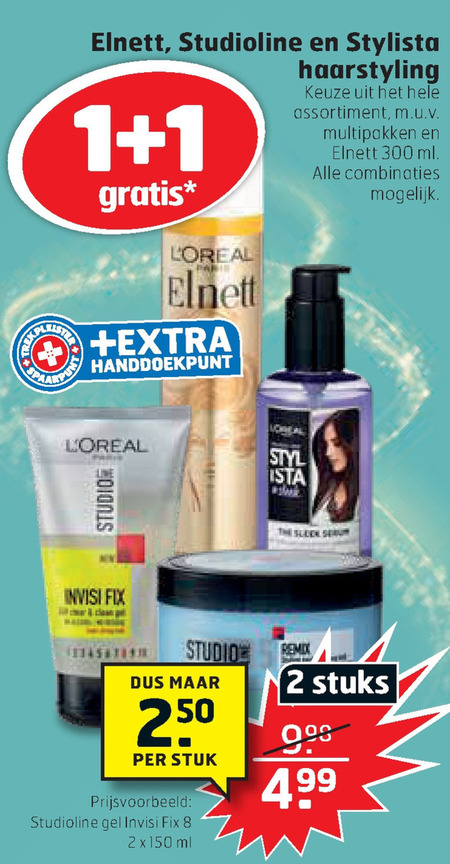 Elnett   haargel, hairspray folder aanbieding bij  Trekpleister - details