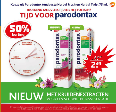 Paradontax   tandpasta folder aanbieding bij  Trekpleister - details