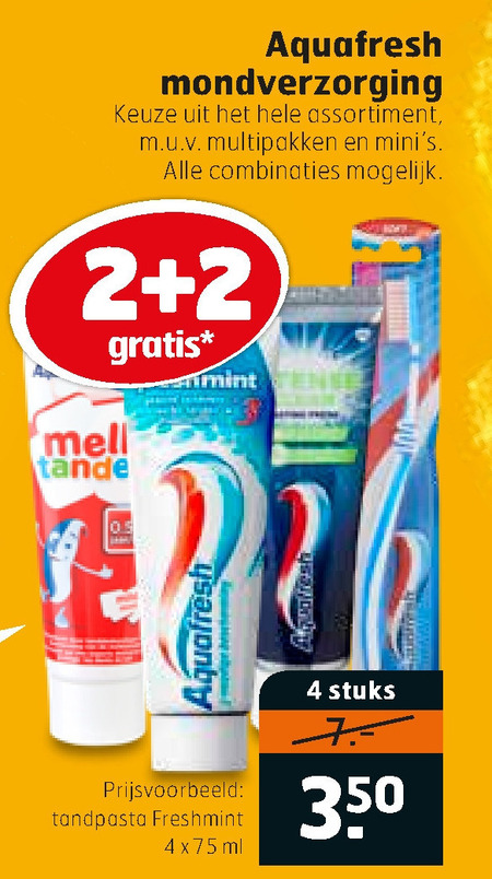 Aquafresh   tandpasta, tandenborstel folder aanbieding bij  Trekpleister - details